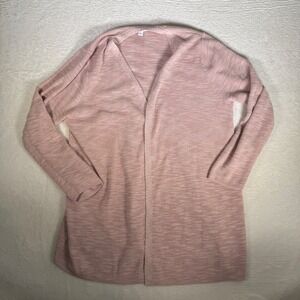 J. Jill Womens XL Dusty Rose Marled Cotton Linen Open Front Cardigan Sweater